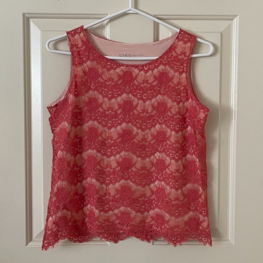 Cleo Petites Pink Lace Top Size Small